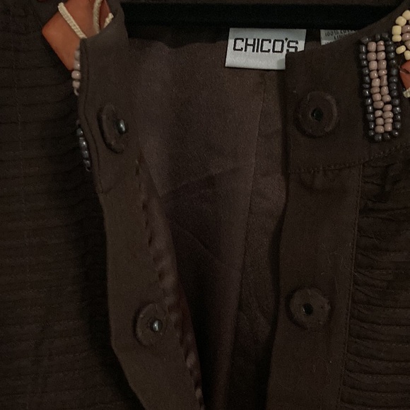 Perfect Condition Autumn Fall Weather Beaded Collar Swing Jacket with Snaps - Picture 3 of 7